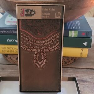 Justin Brown Leather Rodeo Wallet NWT
